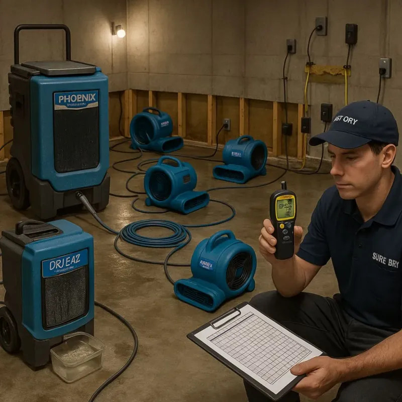Structural Drying and Dehumidification process in Sudbury, MA